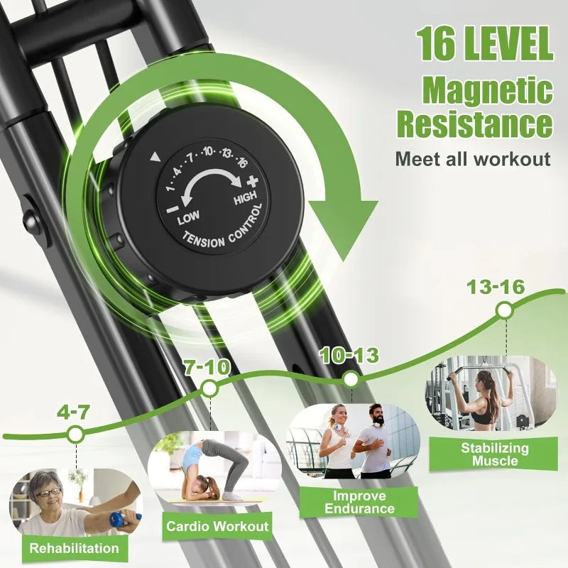 Folding Exercise Bike, 4 in 1 Stationary Magnetic Cycling Bicycle, Upright, Indoor