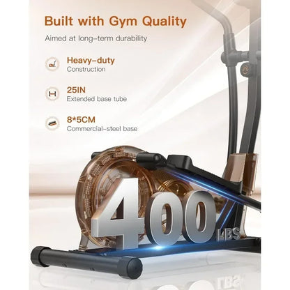 Elliptical Exercise Machine, with Hyper-Quiet Magnetic Driving System