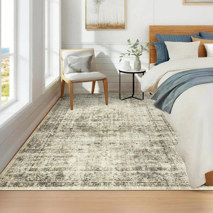Washable, Stain-Resistant Area Rug , Nonslip Backing- 2 Color and 3 Size Selections