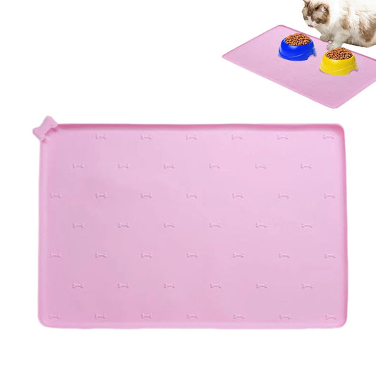 Pet Feeding Mat Pet Food Pad, 23.6 X 15.7 Inch Silicone Non-Slip, Foldable, Fast Drying and Anti-Spill Mat