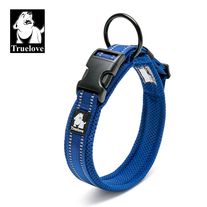 Dog Collar, Nylon Webbing, Adjustable, Padded, Soft, Reflective, Durable, Heavy Duty, Training