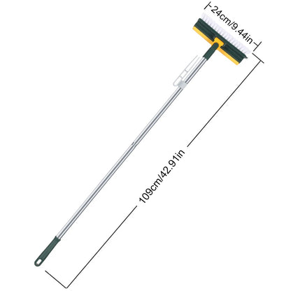 3 in 1 Floor Scrub Brush with Right Angled Bristle & Scraper, Long Handle Grout Brush, Shower Scrubber