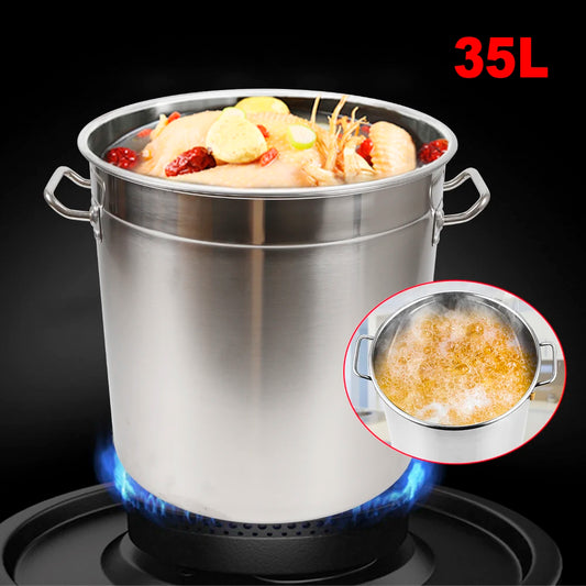 35L Multipurpose Thickened Stainless Steel Cooking Pot, Large Capacity Soup Pot with Lid and Handle