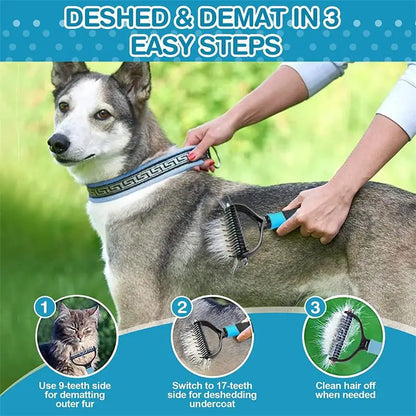 Professional Dog Brush, Removes Mats and De-sheds Fur From Cats/Dogs, Choice of 2 Sizes-M, L and  4 Colors