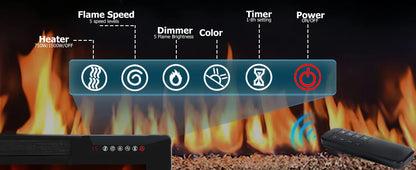 Floating Fireplace TV Stand 70'' ,  with LED Lights and Remote