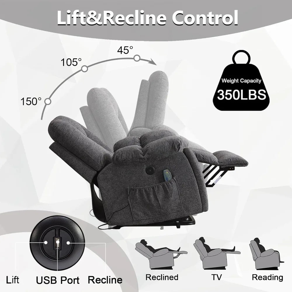 Power Lift Recliner Chair with Massage and Heat