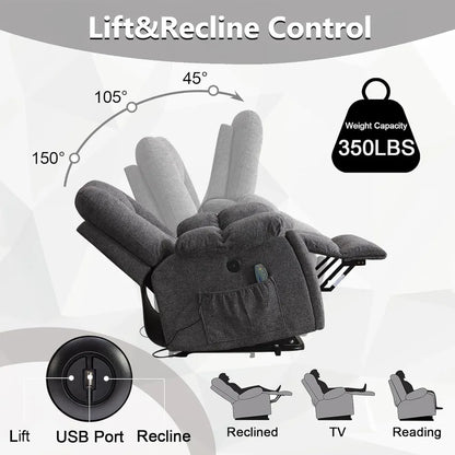 Power Lift Recliner Chair with Massage and Heat
