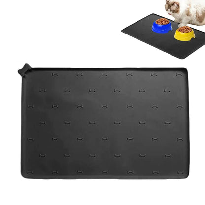 Pet Feeding Mat Pet Food Pad, 23.6 X 15.7 Inch Silicone Non-Slip, Foldable, Fast Drying and Anti-Spill Mat