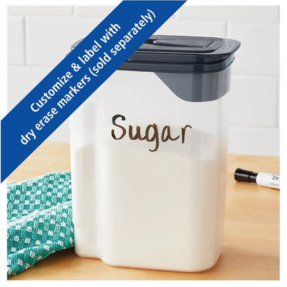 3.5 QT Clear Food Dispenser with Gray Lid,  Airtight Storage