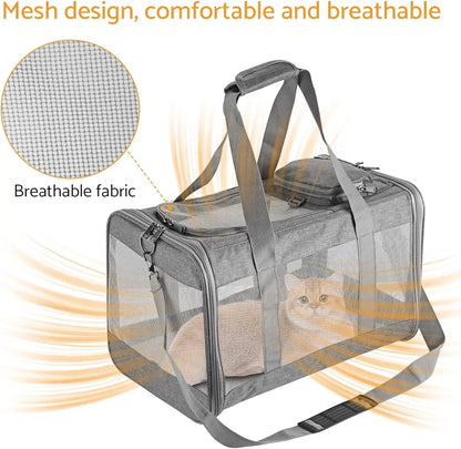 Airline Approved Pet Carrier, Soft Travel Bag with Breathable Honeycomb Board, Removable Support Board for Vet