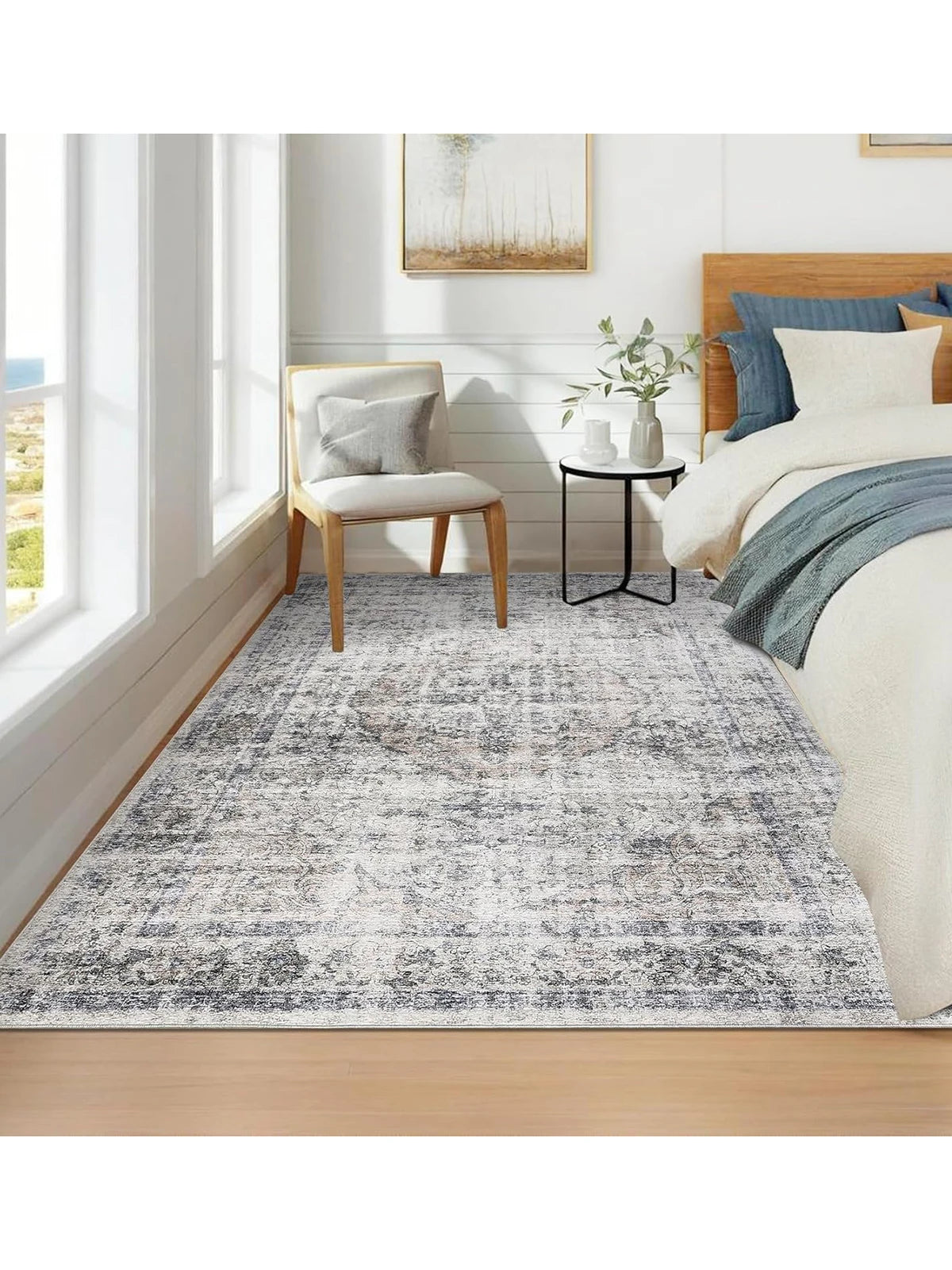 Washable, Stain-Resistant Area Rug , Nonslip Backing- 2 Color and 3 Size Selections