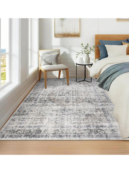 Washable, Stain-Resistant Area Rug , Nonslip Backing- 2 Color and 3 Size Selections