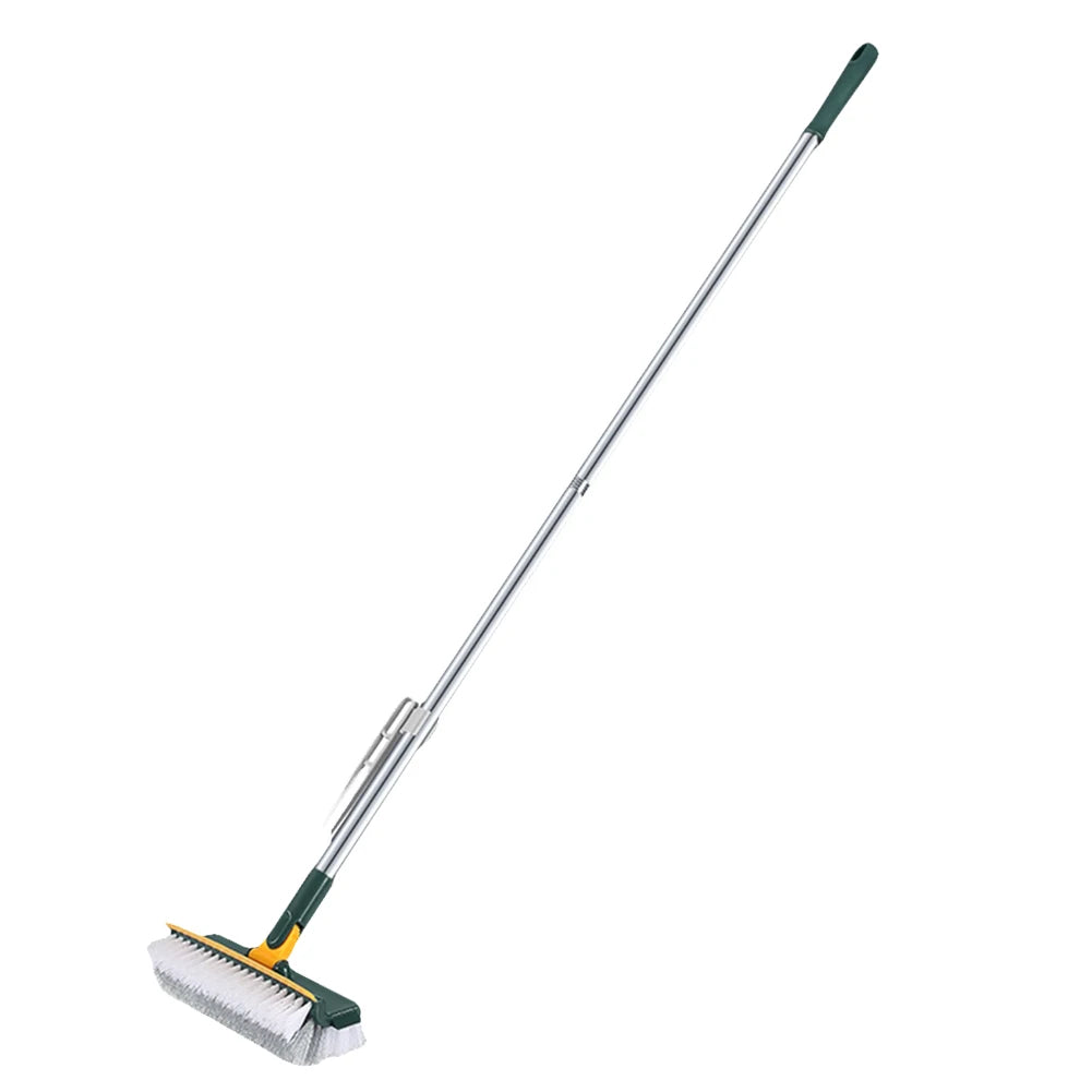 3 in 1 Floor Scrub Brush with Right Angled Bristle & Scraper, Long Handle Grout Brush, Shower Scrubber