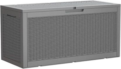100 Gallon Waterproof Large Resin Deck Box ,Indoor Outdoor, Lockable Storage Container