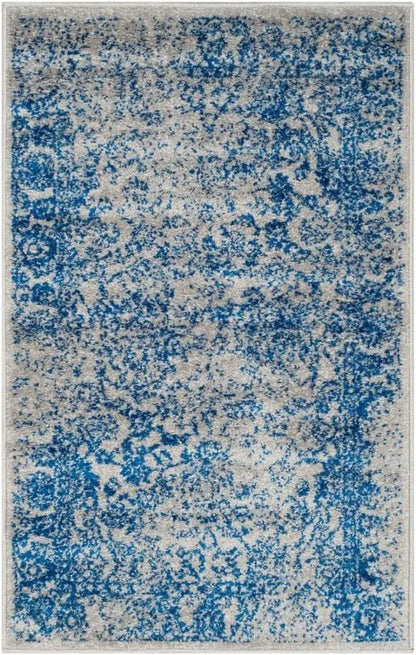 10' Square Grey/Blue Oriental Distressed, Non-Shedding, Area Rug