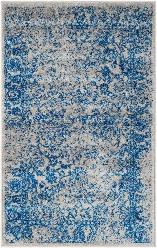 10' Square Grey/Blue Oriental Distressed, Non-Shedding, Area Rug