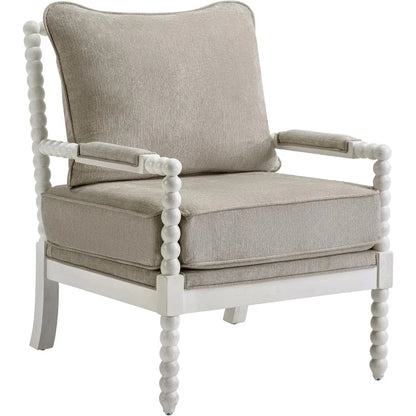Linen Fabric, Spindle Accent Chair with Wood Frame, 3 Color Choices