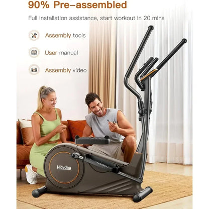 Elliptical Exercise Machine, with Hyper-Quiet Magnetic Driving System