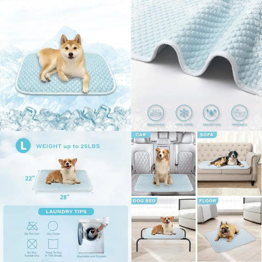 Dog Sleeping Pad & Pets Cooling Mat- Breathable Bubble Surface, EZ Clean. Blue