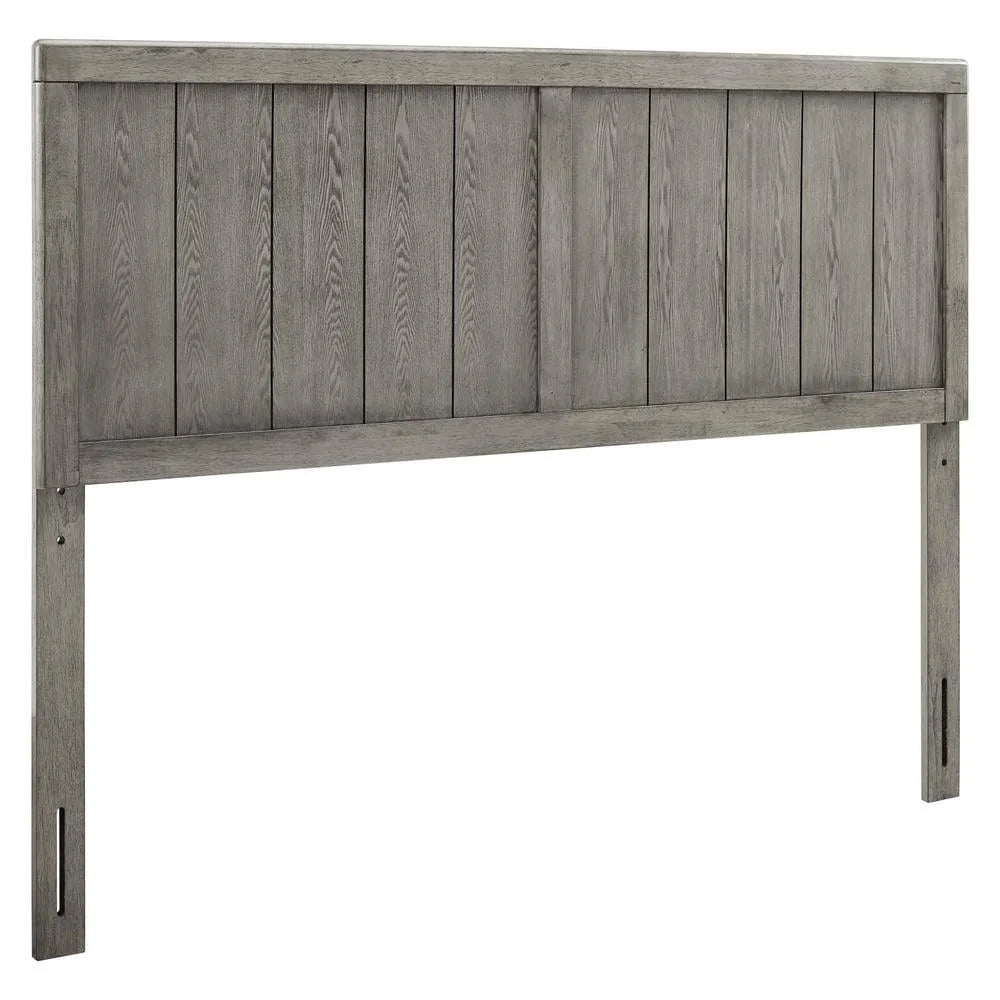 Modern King Wood Headboard with Retro Design, Gray