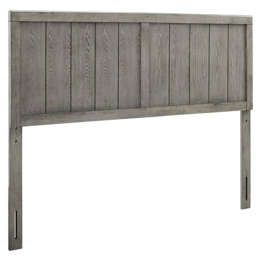 Modern King Wood Headboard with Retro Design, Gray