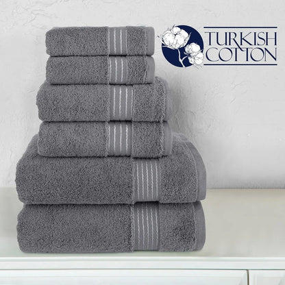 6 Piece, Turkish Cotton Towel Set, Gray