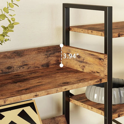 Industrial Bookshelves with Metal Frame, 6 Tiers