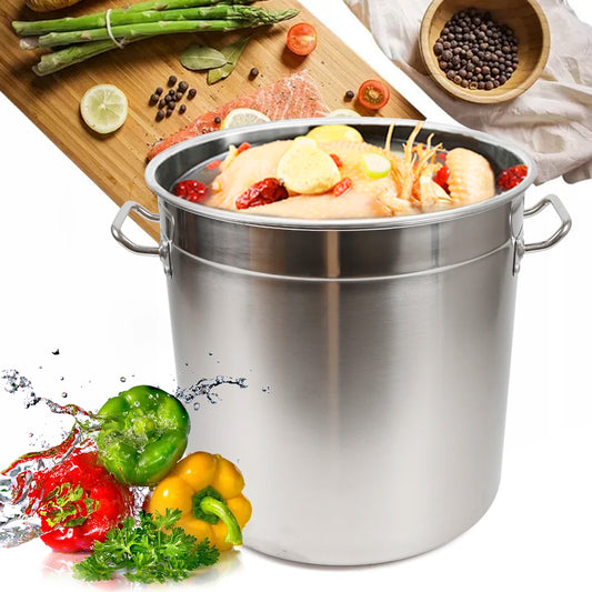 35L Multipurpose Thickened Stainless Steel Cooking Pot, Large Capacity Soup Pot with Lid and Handle
