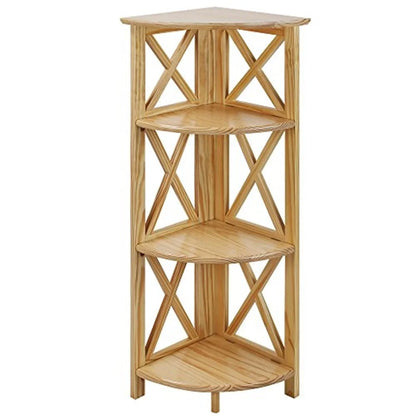 Corner Folding Bookcase with 4 Shelves, Wooden