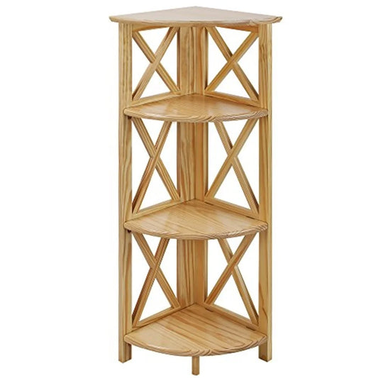 Corner Folding Bookcase with 4 Shelves, Wooden