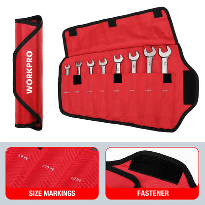 8pcs Flex-Head Ratcheting Combination Wrench Set, SAE 5/16-3/4 in 72-Teeth CR-V Constructed, Choice of 14 different Sets