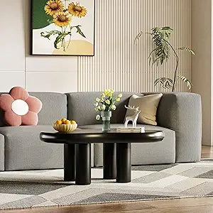 White Cloud Coffee Table, 39.4" Cloud-Shaped Modern Coffee Table, Cute Cream Coffee Table with 4 Solid Legs, Minimalist Cocktail