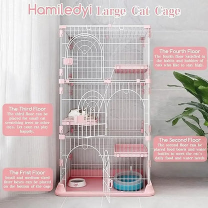 52" Metal Indoor MultiPet Cage with 3 Platforms, 1 Ramp, 3 Doors, Large Pet Playpen, Easy Assembly & Durable Metal