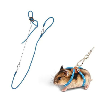 Small Pet Adjustable Soft Strap Harness and/ Leash for Bird, Mouse, Hamster, Ferret, Rat, Pig, Choice of Pink or Blue