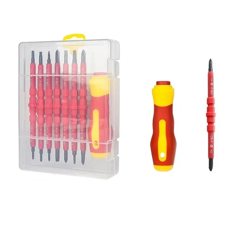 8 in 1 Insulated Screwdriver Set, Magnetic, Driver Double Head Bit, Slotted Phillips, Electrical Tools